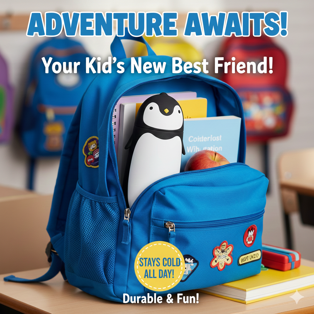 Cute Penguin Mini Flask 280ml