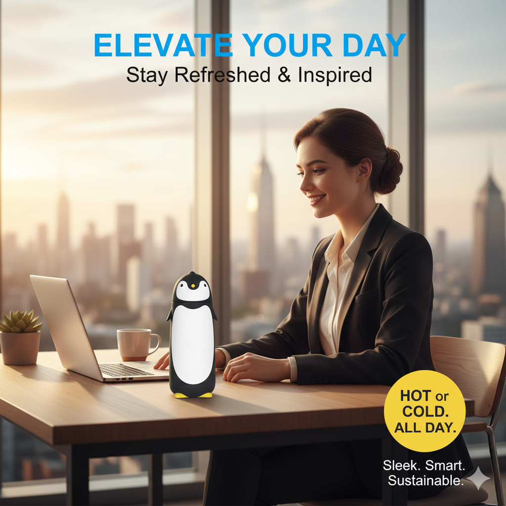 Cute Penguin Mini Flask 280ml