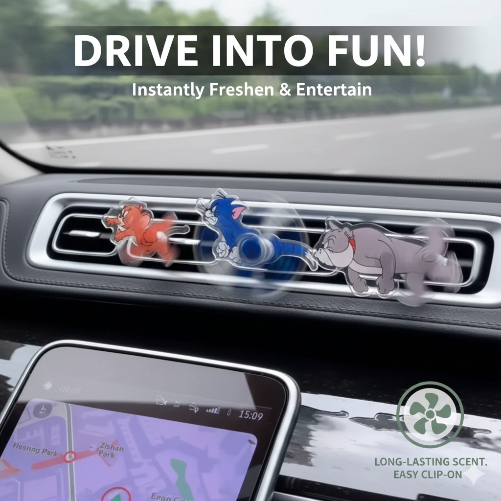 Tom & Jerry Rotating AC Vent Spinner Funny Car Dashboard Toy