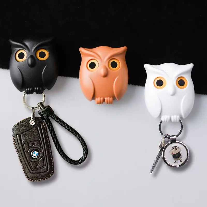 Cute Owl Magnetic Key Hook , Blinking Wall Decor