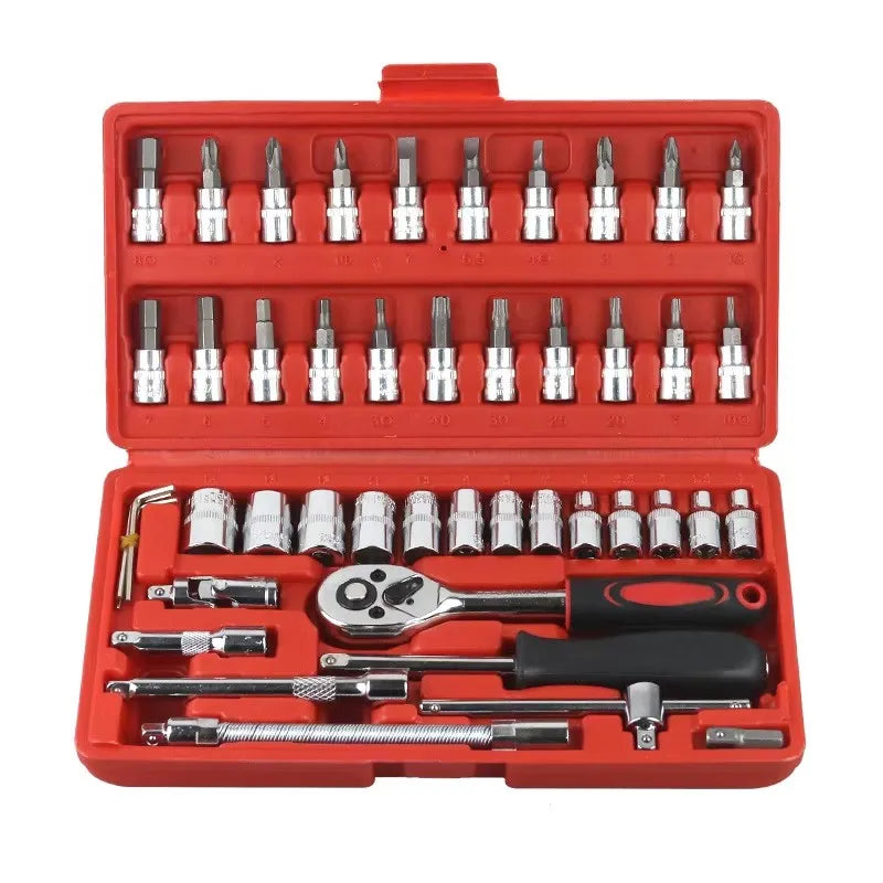 46-in-1 Ultimate Socket Wrench Set MultiPurpose Repair Kit for Car & Bike