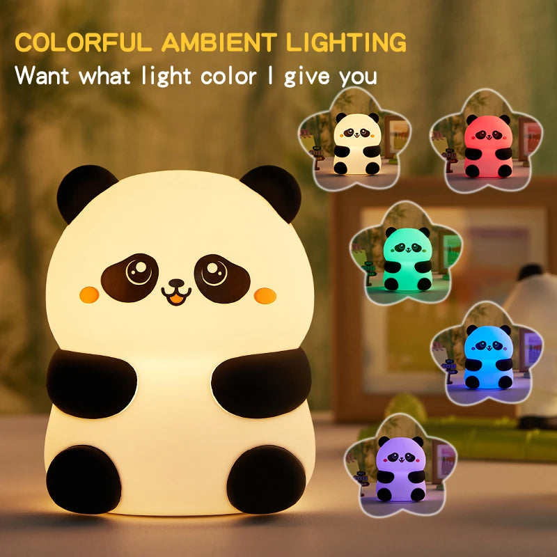 Cute Panda Night Light Soft, Rechargeable & Touch Control