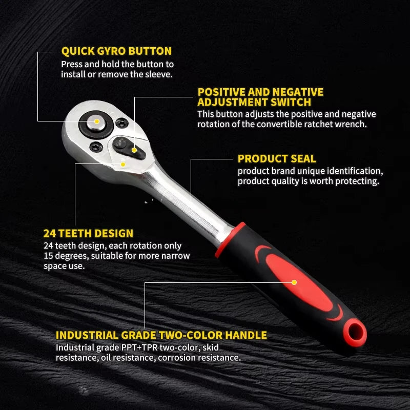 46-in-1 Ultimate Socket Wrench Set MultiPurpose Repair Kit for Car & Bike